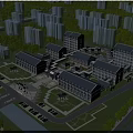 Aerial View Planning of Modern Traditional Residential Complex with Courtyards Greenery Water Features and Roads