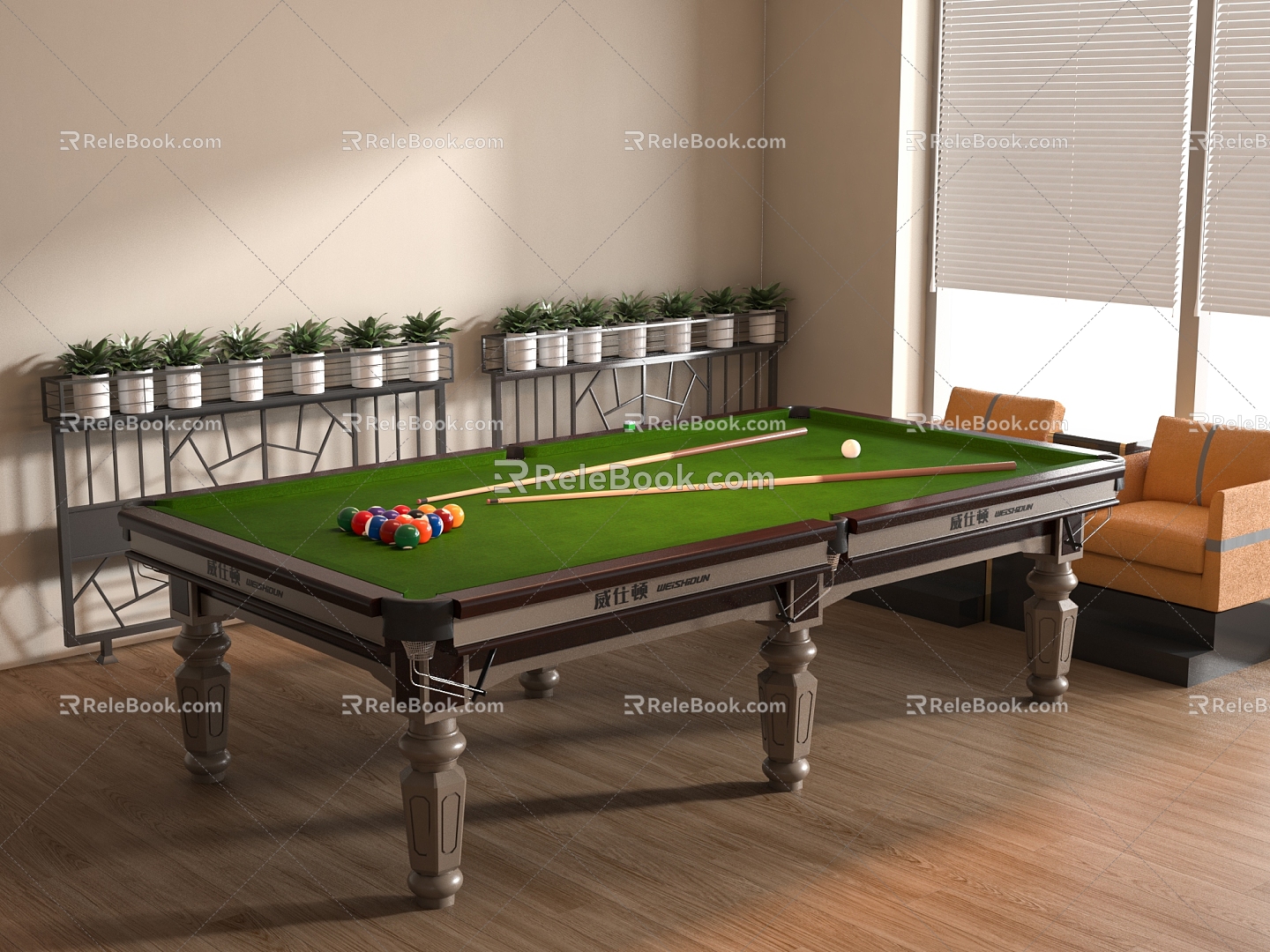 Modern billiard table 3d model