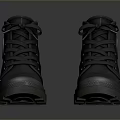 Dark Colored High Top Lace Up Boots With Thick Sole And Round Toe Design