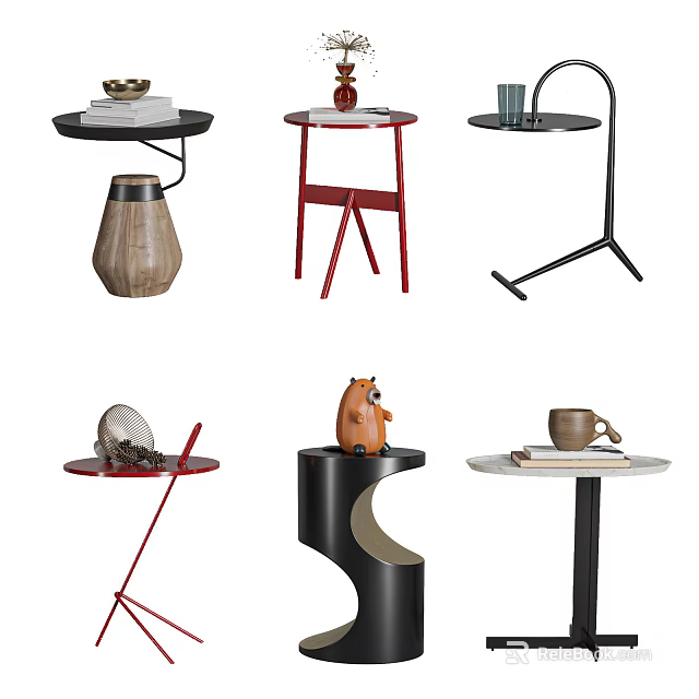 Modern Stylish Side Tables with Various Designs and Materials for Home Decor 3d model