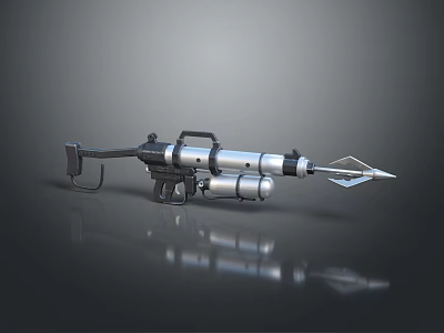 Futuristic Military Style Metallic Weapon With Multi Barrel Grip Handle And Spike Tip 3d model