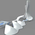 Future Architecture Exterior Design With Flowing Curved White And Blue Wave Structures 3d model