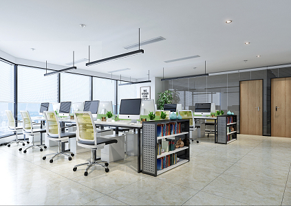 modern public office area office area 3d model