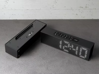 Black Digital Display Speaker with Time Function and Button Control 3d model