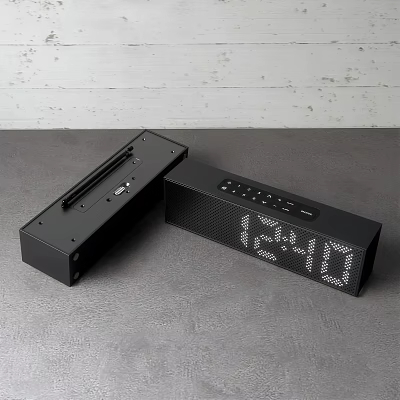 Black Digital Display Speaker with Time Function and Button Control 3d model