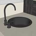 Modern Black High Arc Kitchen Faucet With Black Sink On Light Countertop