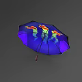 Vibrant Colorful Umbrella With Abstract Flame Patterns And Blue Purple Tones