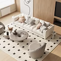 Modern Living Room Sofa And Coffee Table Set With Pillows Gray Accent Chairs Checkered Rug