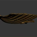 Rustic Bronze Shell Shaped Sculpture Carving with Textured Surface and Base Mounting Holes