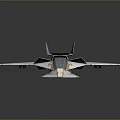 Futuristic Gray And Yellow Aircraft With Sleek Design Angular Wings And Tail Fins