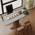 Casual Tea Table and Chair Balcony Tea Table and Chair Low Stool 3d model