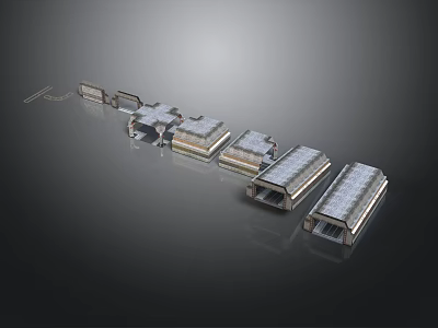Modern Architecture Connected Linear Building Complex With Flat Roofs And Glass Facades 3d model