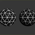 Black Spheres With Geometric Grid Lines And Shiny Reflective Surfaces