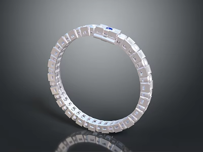 Modern Silver Jewelry Ring With Square Design And Blue Gemstone Accent 3d model