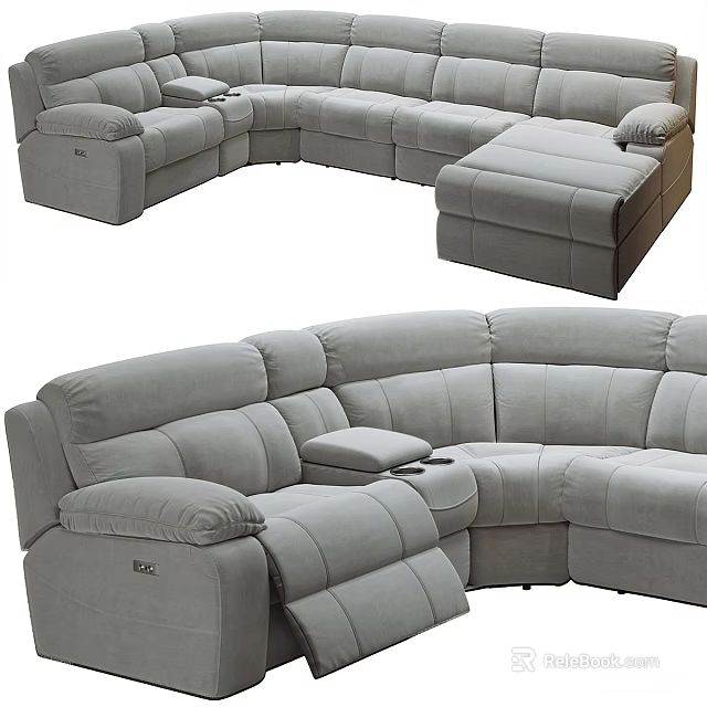Comfortable Gray Fabric Multi Person Sofa With Soft Cushions And Corner Design For Living Room 3d model 
