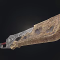 Ancient Decorative Weapon With Weathered Blade And Intricate Carved Handle