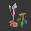 Vibrant Vegetable 3D Models in Colorful Hues Isolated on Dark Background