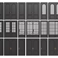 Various Double Doors Designs With Glass Panels And Classic Styles 3d model