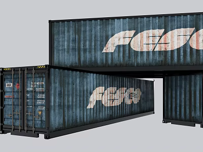 Industrial Equipment FESCO Cargo Containers For Logistics Storage With Durable Metal Structure 3d model