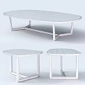 Modern Oval And Round Dining Tables With Dark Marble Tops And Black Metal Frames