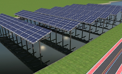 Solar panel lake 3d model