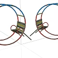 Colorful Outdoor Chair with Circular Frame Striped Seat and Metal Stand