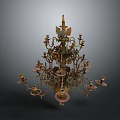 Vintage Metal Chandelier With Multiple Candle Holders And Eagle On Top