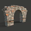 Ruined Stone Archway Constructed With Gray Stones And Red Brick Details