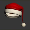Red Christmas Hat With White Trim And Pom Pom Decoration For Holiday Use