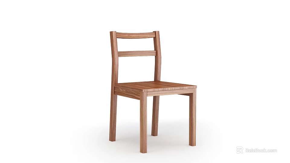 Simple Modern Wooden Dining Chair With Backrest And Natural Solid Seat Design 3d model