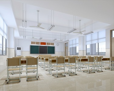 Modern Classroom Ordinary Classroom 3d model