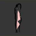 Stylish One Shoulder Dress With Black And Pink Panel Smooth Material Design