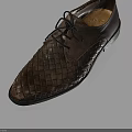 Men's Classic Brown Leather Shoes With Woven Design And Black Laces