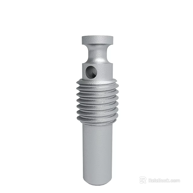 Metal Mechanical Part With Threaded Rod Cylindrical Head And Central Hole 3d model 