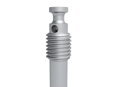 Metal Mechanical Part With Threaded Rod Cylindrical Head And Central Hole 3d model