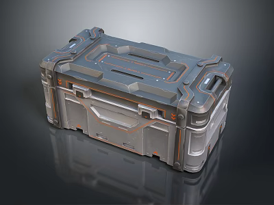 Industrial Metallic Toolbox With Orange Accents Handles Latches And Durable Design 3d model