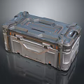 Industrial Metallic Toolbox With Orange Accents Handles Latches And Durable Design