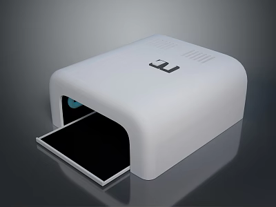 Compact White Desktop Printer With Open Drawer Tray Blue Indicator Light And Top Logo 3d model