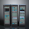 Modern Server Racks In Data Center With Networking Equipment And Components 3d model