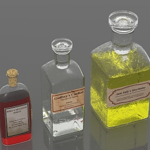 Square glass bottle wine bottle glassware 3d model