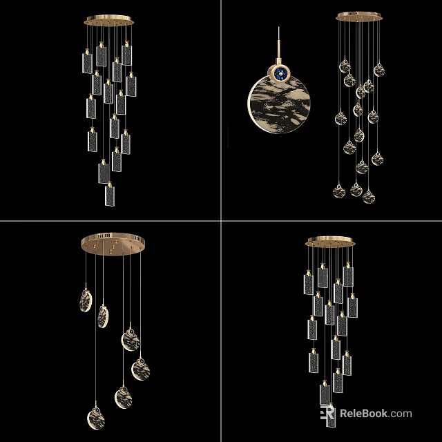 Modern Crystal Chandelier Designs With Hanging Glass Elements And Stylish Frames 3d model