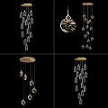 Modern Crystal Chandelier Designs With Hanging Glass Elements And Stylish Frames 3d model