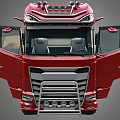 Powerful Red Container Truck For Efficient Cargo Transportation With Spacious Trailer And Modern Design