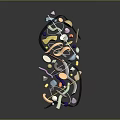 Modern Colorful Abstract Daily Life Decor Piece With Mixed Shapes And Curved Lines