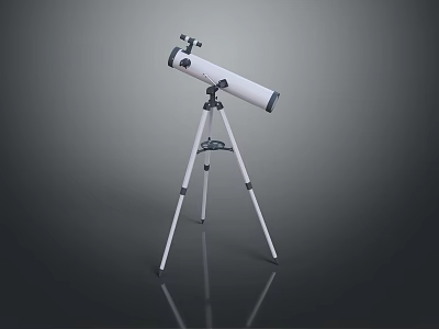Stunning Scenic Landscape Viewed Through White Telescope On Tripod Stand 3d model