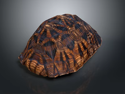 Tortoise With Intricate Brown And Black Striped Shell Pattern Design 3d model