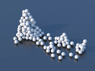 White Decorative Balls Stacked In Small Hill And Scattered On Blue Background 3d model