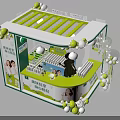 Green Themed Food Booth With Balloon Decorations And Product Display For Delicious Light Enjoyment