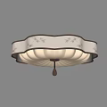 Elegant Round Ceiling Light With White Lampshade And Brown Floral Patterns 3d model
