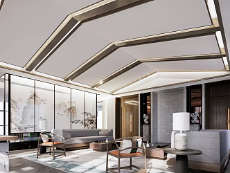 New Chinese Reception Room Meeting Room Lounge 3d model
